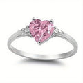 Heart-Shaped Solitaire Slim Ring In Ten Stone Colors view 5