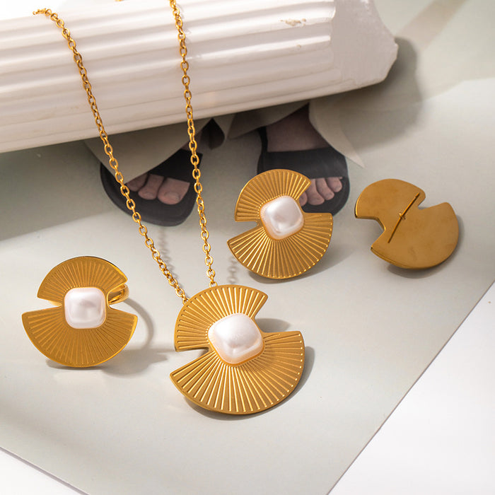 Pearl Look Fan Square And Three Petal Jewelry Variants
