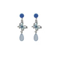Blue Butterfly Floral and Pale Teardrop Dangle Stud Earrings view 5