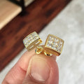 Diamond-Shaped Square Clear Stone Cluster Stud Earrings In Gold Tone view 3