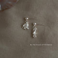 Silver Seahorse Jellyfish Asymmetric Mini Drop Stud Earrings view 1