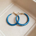 Blue Marbled Resin Hoop Earrings Four Styles With Decorative Metal Accents view 1