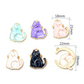 Gold Tone Enamel Cat and Crescent Moon Charms in Seven Styles view 2