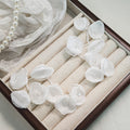 Sheer Fabric Flower Cluster Crystal Bead Drop Earrings view 6