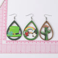Silver Tone Green Holiday Acrylic Hook Earrings in Five Designs view 5