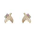 Gold Mermaid Fishtail Stud Earrings White Enamel Gems view 5