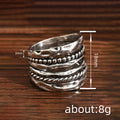Antique Silver Multi Band Twisted Rope Stack Finger Ring view 4