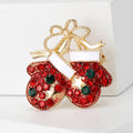Red Rhinestone Mittens and Bow Brooch in Red for Jackets and Scarves view 4