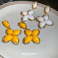 Floral Drop Earrings With White or Yellow Petal Clusters view 2