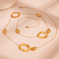 Textured Oval Station Long Necklace in Polished Gold Tone view 2
