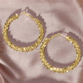Pave Crystal Large Hoop Earrings Multi Tone Metal Options view 3