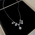 Silver Tone Branch Necklace With Crystal Leaves And Pearl Drops view 6