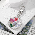 Silver Tone Shell and Floral Pressed Flower Clip Keychains view 5