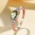 Olive Oval Three-Stone Ring In Rose And Silver Tones view 1
