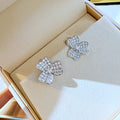Clear Crystal Four Petal Flower Stud Earrings Polished Jewelry Accessory view 4