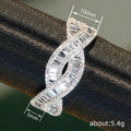 Silver Twisted Baguette Crossover Pavé Ring Sizes 6-10 view 4