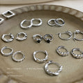 Silver Mini Huggie Hoop Assortment CZ Knot Bamboo Mix view 1
