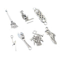 Assorted Tool Broom and Shoe Charms in Silver Tone Metal view 5
