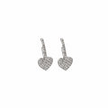 Silver Pave Rhinestone Heart Drop Stud Earrings Pair view 5