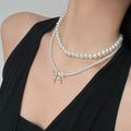Double Strand Pearl Bow Drop Necklace Pendant Jewelry view 3