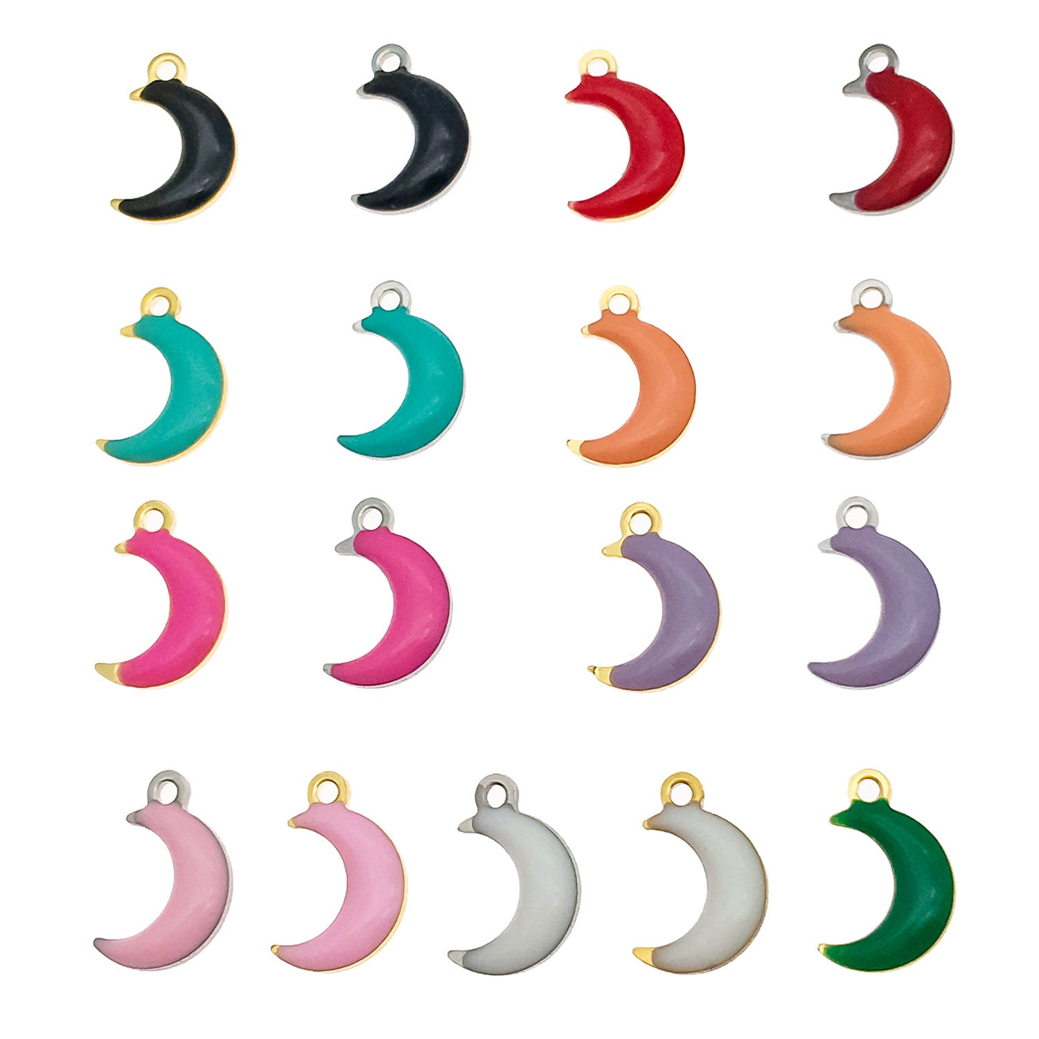 Gold Stainless Steel Enamel Moon Charm Pendant for DIY Bracelet Necklace Jewelry Making