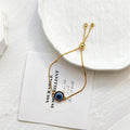 Gold Tone Adjustable Evil Eye Box Chain Slider Bracelet view 4