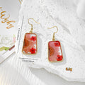 Rectangular Pressed Flower Drop Earrings in Three Designs view 4