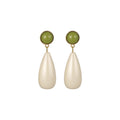 Long Teardrop Earrings in Ivory Green and Bright Blue Colorways view 5