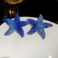 Crystal Starfish Stud Earrings in Blue and Rainbow Colors view 7