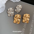 Wrinkled Rectangle Stud Earrings in Gold and Silver Tone view 4