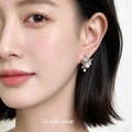 Silver Tone Flying Bird White Pearl And Clear Stone Stud Earrings view 2