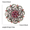 Antique Silver Rhinestone Sun Flower Swirl Brooch Pink Blue view 6