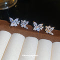 Silver Tone Crystal Butterfly Stud Earrings Statement Fashion Jewelry view 3