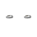 Silver Geometric Zircon Huggie Hoop Earrings Crystal Row view 4