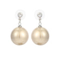 White Pearl Look Ball Silver Tone Dangle Stud Earrings view 5