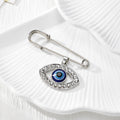 Silver Tone Rhinestone Blue Evil Eye Safety Pin Brooches in Seven Designs view 7