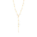 Gold Titanium Steel Y Lariat Necklace Imitation Pearl Drops view 5
