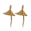 Gold Tone Crystal Fan Fringe Statement Drop Earrings view 5