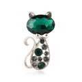 Faceted Crystal Cat Brooch In Emerald Green And Black view 5