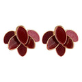 Enamel Leaf Cluster Stud Earrings Red and White Styles view 5