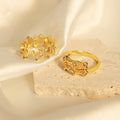 Gold Geometric Open Rings Baguette Clear Stones Two Styles view 2