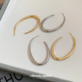 Tapered Open Hoop Earrings in Gold Tone or Silver Tone view 2