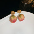 Three Gold Tone Rose Flower Earring And Necklace Designs In Pink Shades view 7