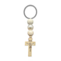Wood Bead Loop and Carved Crucifix Keychain and Attached Hardware view 5