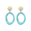 Colorful Oval Drop Earrings with Cream Round Stud Tops view 5