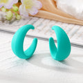 Colorful Matte Chunky C Shape Hoop Stud Earrings in Thirteen Colors view 2