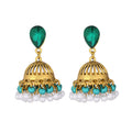 Five Color Faceted Teardrop Gold Jhumka Bell Earrings view 5
