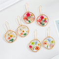 Gold Tone Oval Pressed Flower Long Hook Earrings in Three Designs view 1