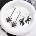 Black Spider or Cat Long Halloween Novelty Hook Earrings view 1
