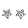 Silver Star Pave Clear Stone Huggie Ear Buckle Earrings view 5